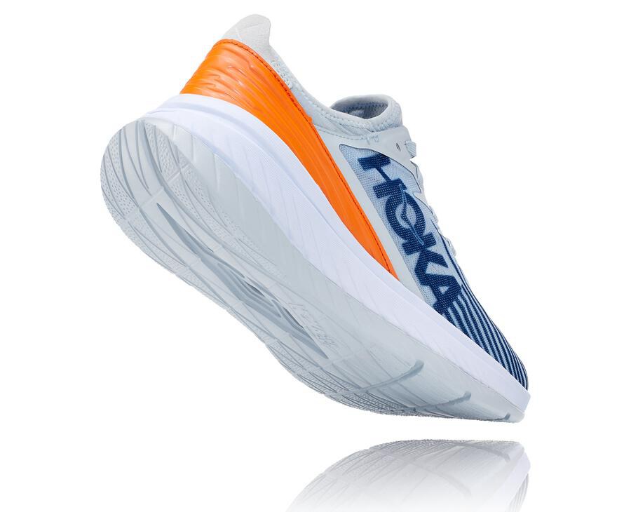 Running Shoes Mens - Hoka One One Carbon X-SPE - White/Blue - TIOMPKG-06